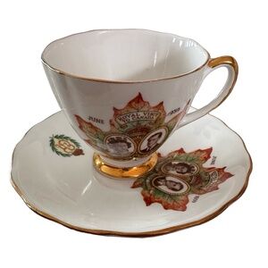 COLCLOUGH Queen Elizabeth Prince Philip Tea Cup & Saucer 1959 Visit to Canada